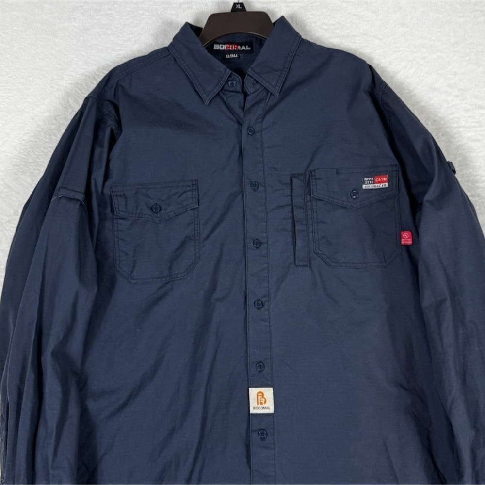 BOCOMAL FR Shirt Men's Blue XL Tall Flame Resistant NFPA2112/CAT2 Workwear